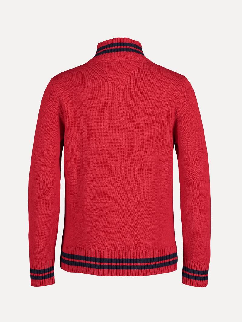 Fiú Tommy Hilfiger Big Quarter-Zip Pulóverek Piros | HU 2195FDN